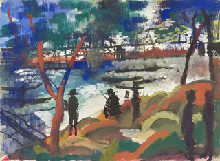 Fisherman by the riverbank - August Macke — artwork view