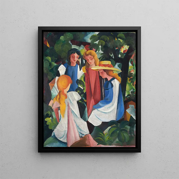 Four Girls - August Macke — framed artwork on a wall
