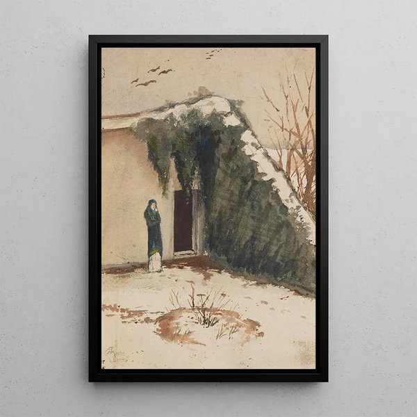 Woman in the Inner Courtyard - August Macke — framed artwork on a wall