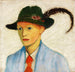 Young woman with feathered hat - August Macke — artwork view