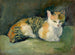 Chat painting on green cushion I - August Macke — artwork view
