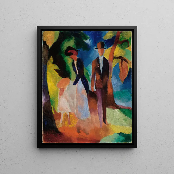 Les gens au bord du lac bleu - August Macke — framed artwork on a wall