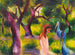Girls with Blue Birds - August Macke — artwork view