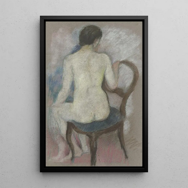 Nude on Chair - August Macke — framed artwork on a wall