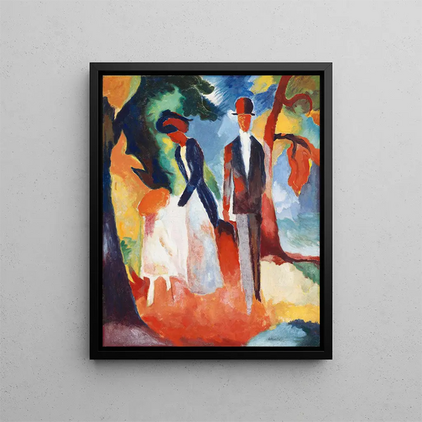 Les gens au bord du lac bleu - August Macke — framed artwork on a wall
