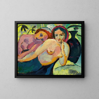 Two Girls in an Oriental Style - August Macke — framed artwork on a wall