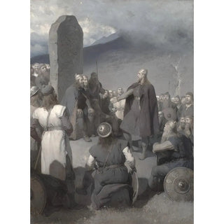 Reproduction of the painting La Cour de Frithiof - August Malmström