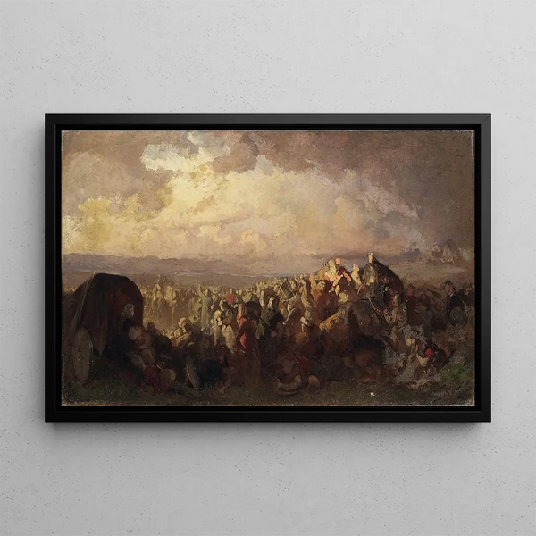 The Battle of Bråvalla study - August Malmström — framed artwork on a wall