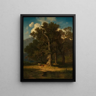 Forest landscape painting - August Maximilian Zimmermann — framed artwork on a wall