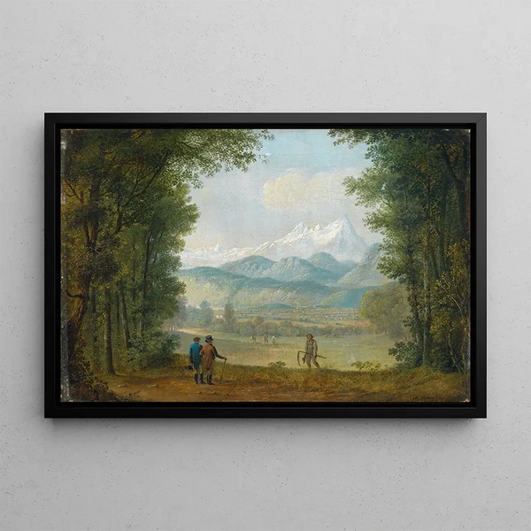 Voyageur devant un vaste paysage - August Piepenhagen — framed artwork on a wall