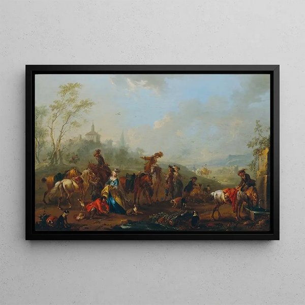 Departure for the flight hunt - August Querfurt — framed artwork on a wall