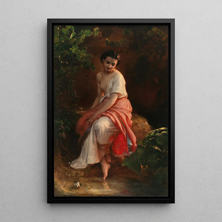 Reproduction of the painting A woman bathing - August Riedel