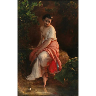 Reproduction of the painting A woman bathing - August Riedel