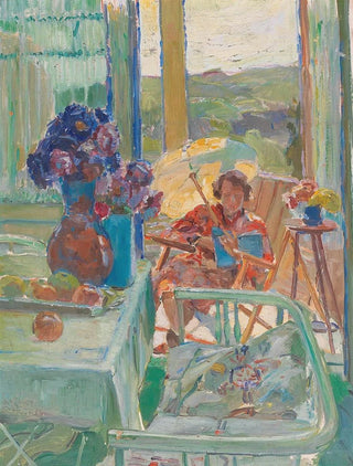 A lady with an umbrella - August Rieger — artwork view