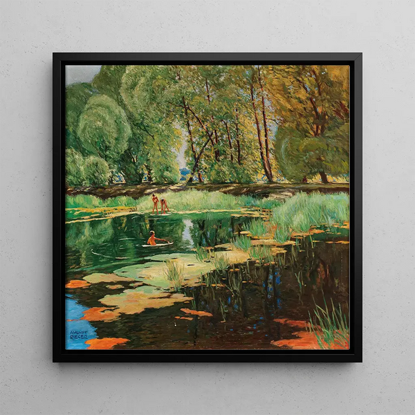 Bath Scene - August Rieger — framed artwork on a wall