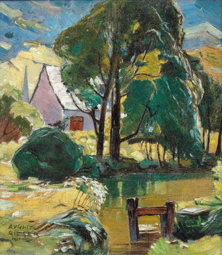 House at the edge of the pond - August Rieger — artwork view