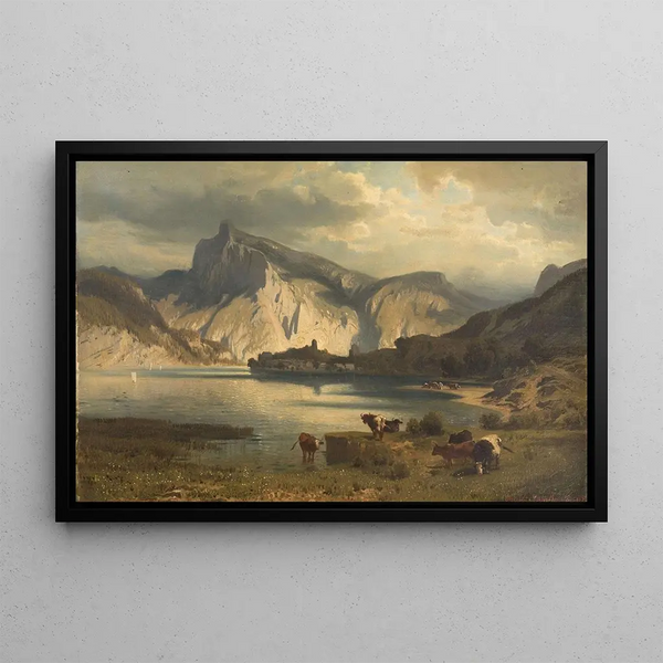 Landscape with a Lake - August Schaeffer von Wienwald — framed artwork on a wall