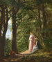 Two women and a dog on a forest path with a view of the sea on a summer day - August Schitt — artwork view