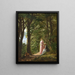 Two women and a dog on a forest path with a view of the sea on a summer day - August Schitt — framed artwork on a wall