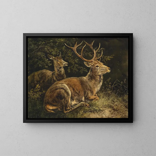Red Deer Painting - August Schleich — framed artwork on a wall