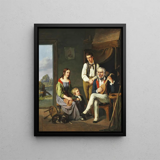 An Old Man Telling His Travel Story - August Thomsen — framed artwork on a wall