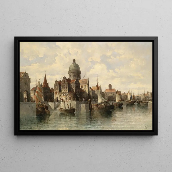 View of Amsterdam - August von Siegen — framed artwork on a wall