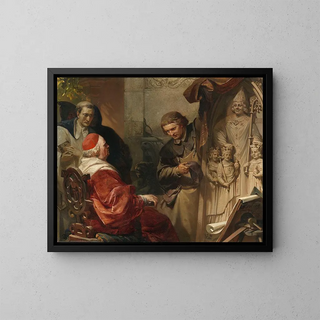 The presentation of the Dombaumeisters to the bishop - August von Kreling — framed artwork on a wall