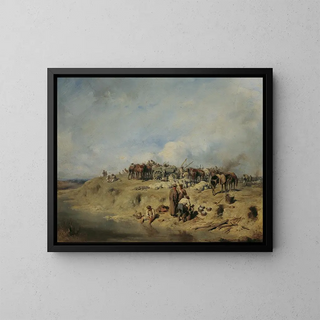 Bivouac de soldats russes - August von Pettenkofen — framed artwork on a wall