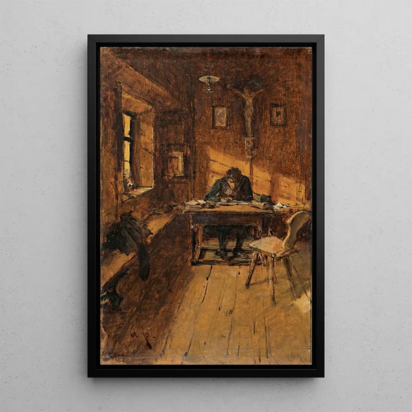 Reproduction of the painting The village clerk - August von Pettenkofen