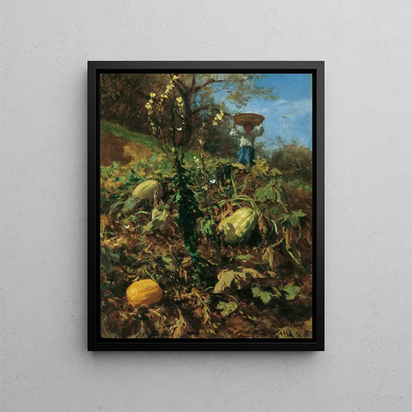 The pumpkin garden - August von Pettenkofen — framed artwork on a wall
