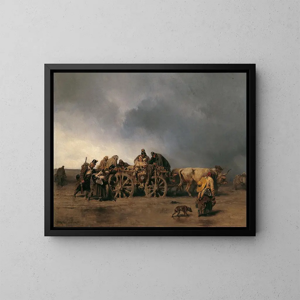 The transport of the wounded I - August von Pettenkofen — framed artwork on a wall