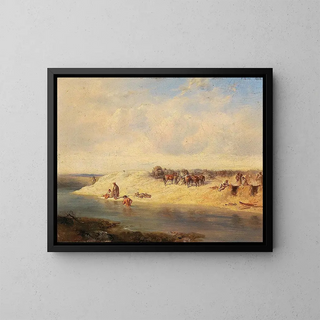 Russian Bivouac - August von Pettenkofen — framed artwork on a wall