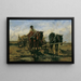 Hungarian peasant cart painting near water - August von Pettenkofen — framed artwork on a wall