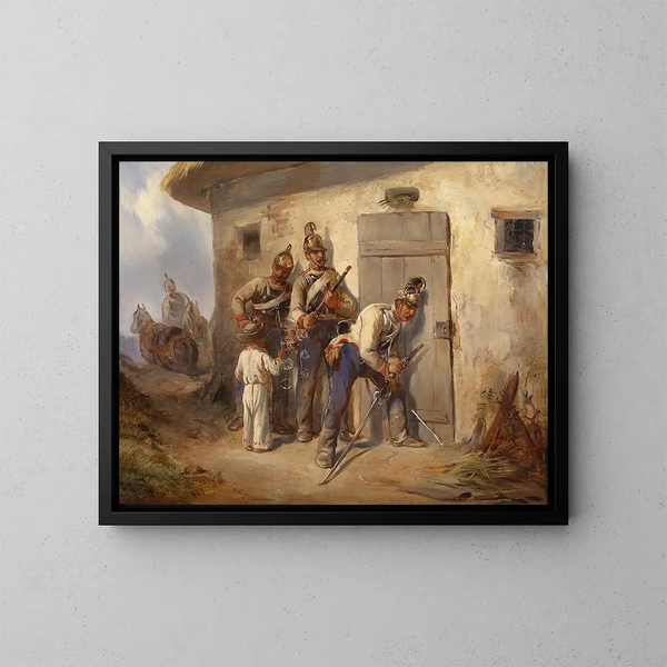 Dragon de l'armée autrichienne - August von Pettenkofen — framed artwork on a wall