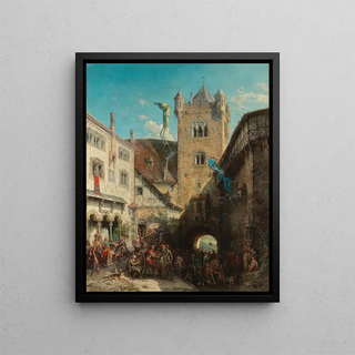 The Controversy of the Singers at Wartburg - August von Wille — framed artwork on a wall