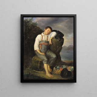 A nap by the roadside - Auguste Alexandre Guillaumot — framed artwork on a wall