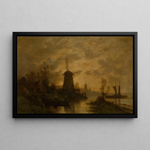 Windmills in Schiedam - Auguste Anastasi — framed artwork on a wall
