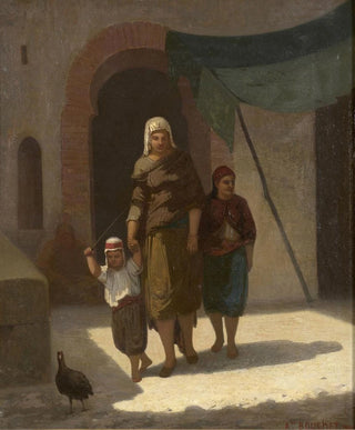 Family Orientale Painting with a Bird - Auguste Bouchet — artwork view