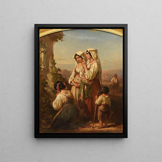 Prayers to the Madonna - Auguste Delacroix — framed artwork on a wall