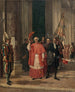Cardinal Figures Exiting the Vatican Through the Swiss Guard Door After an Audience with the Holy Father - Auguste Dutuit — artwork view
