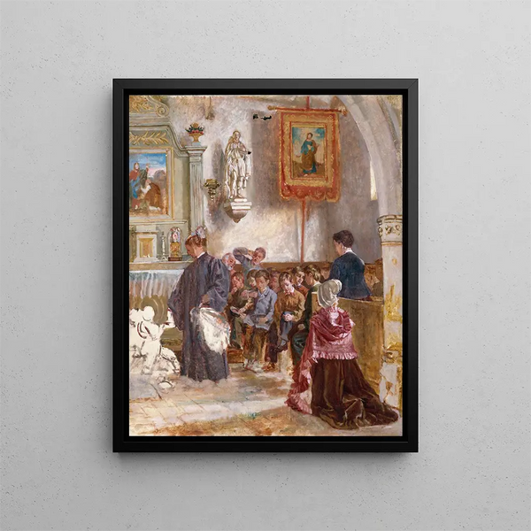 Catechism in a church - Auguste Dutuit — framed artwork on a wall