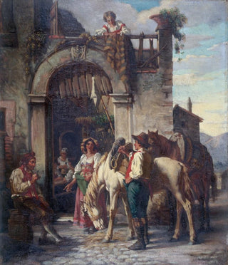 La halte des chevaux à l'auberge - Auguste Dutuit — artwork view