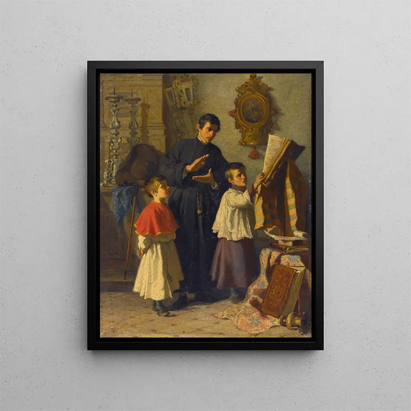 The children's choir lion in a sacristy in Rome - Auguste Dutuit — framed artwork on a wall