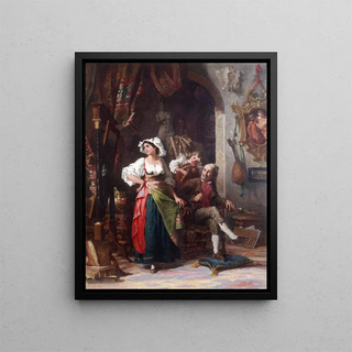 Models in a workshop during the painter's absence - Auguste Dutuit — framed artwork on a wall