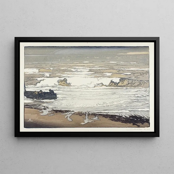 the Surging Waves, September Tide - Auguste Louis Lepère — framed artwork on a wall