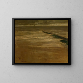 Breakwater at Nieuwpoort - Auguste Oleffe — framed artwork on a wall