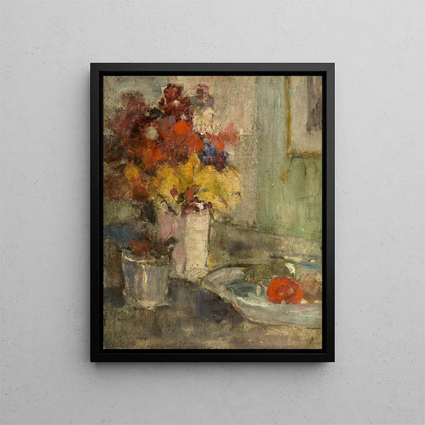 Flowers - Auguste Oleffe — framed artwork on a wall