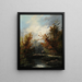 Landscape with watercourse and peasant - Auguste Rigon — framed artwork on a wall