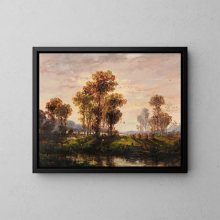Landscape Painting - Auguste Rigon — framed artwork on a wall
