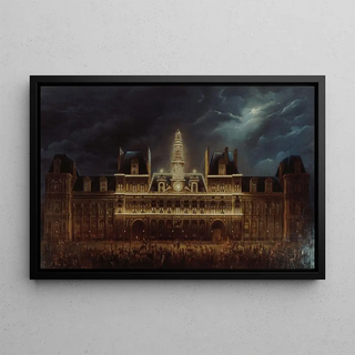 Illumination of the Town Hall for the King's Festival on May 1, 1847 - Auguste Roux — framed artwork on a wall